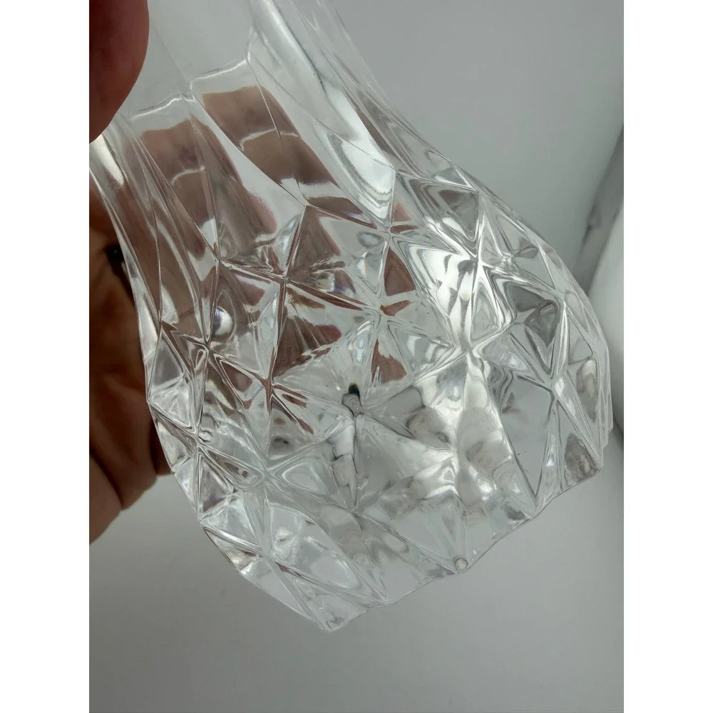 Clear Diamond Cut Fluted Glass Flared Octagonal Bud Vase